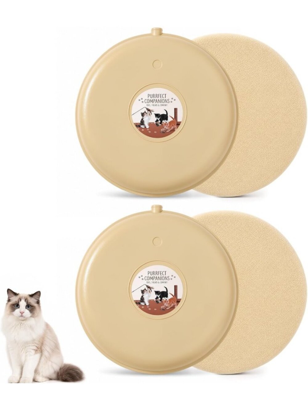 Chew-Resistant Microwave Pet Heating Discs for Kittens & Cats - 2 Pack